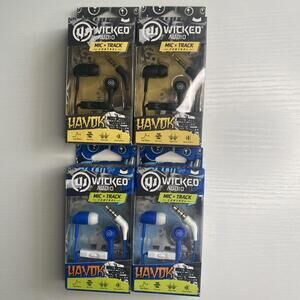 Wicked Audio Havok LOT Of 4 Earbuds with Mic and Track Control